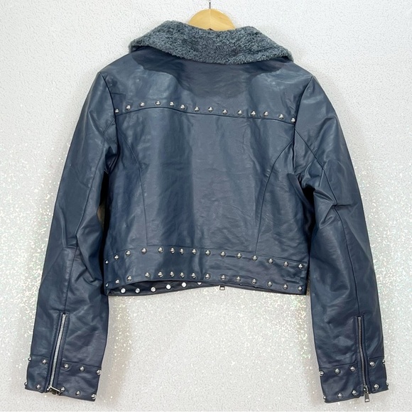 Silence + Noise Studded Faux Leather Jacket / studded Moto NWT - Picture 8 of 16
